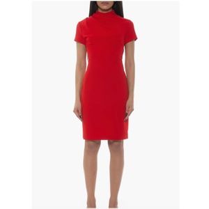 ALEXIA ADMOR Sadee Draped Mockneck Sheath Dress Red M